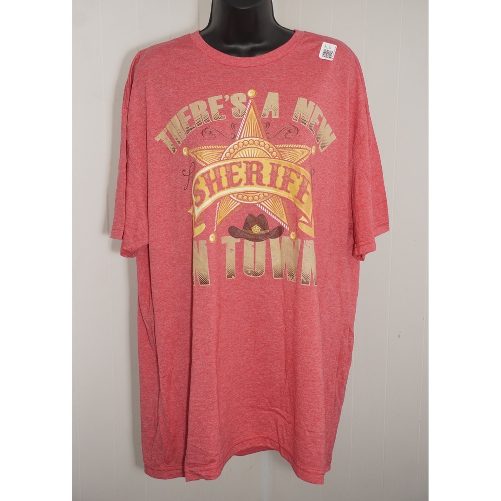 Gildan 2XL Red Heather New Sheriff In Town Graphic T-Shirt